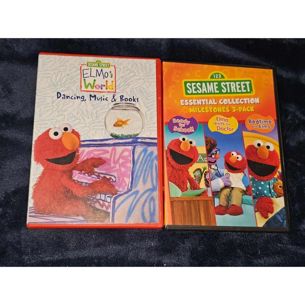Sesame Street Elmo DVD Lot Elmo's World Dancing Music Essential Milestones 3Pack